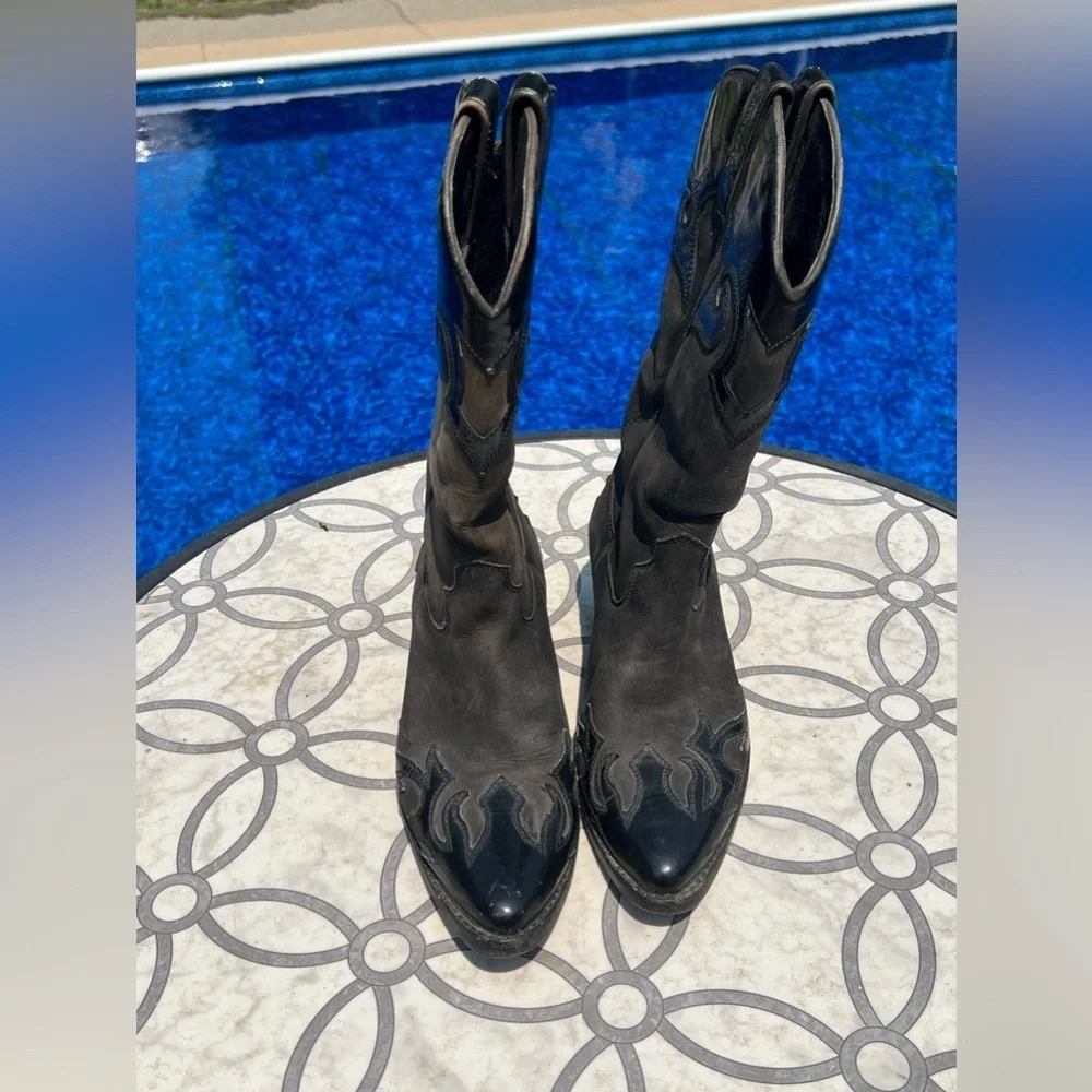Vintage PARAGON Black Cowboy Boots Men’s Sz 8.5 Western Shoes Heeled Boot